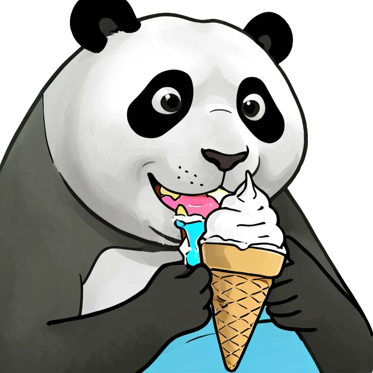 Panda eating ice cream emoji