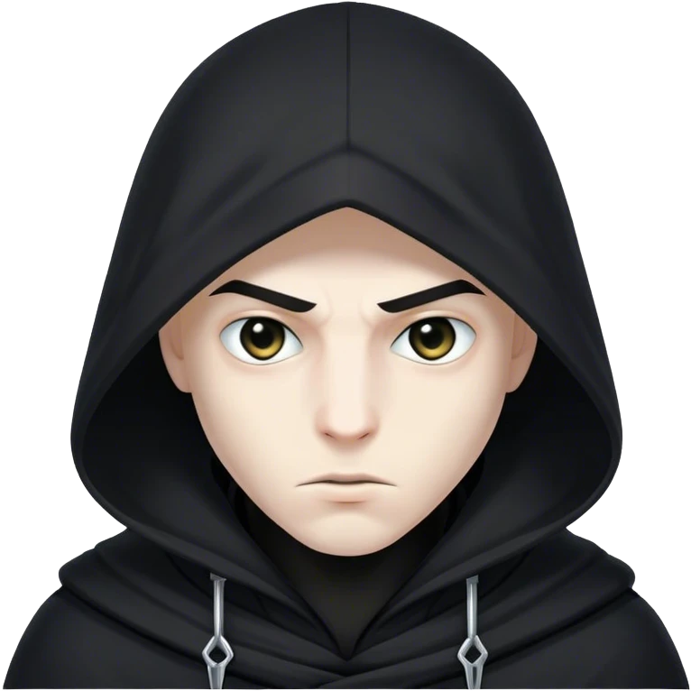 A hooded assassin in black, only his piercing eyes visible emoji