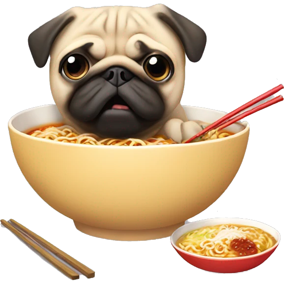 Pug with big butt eating ramen emoji