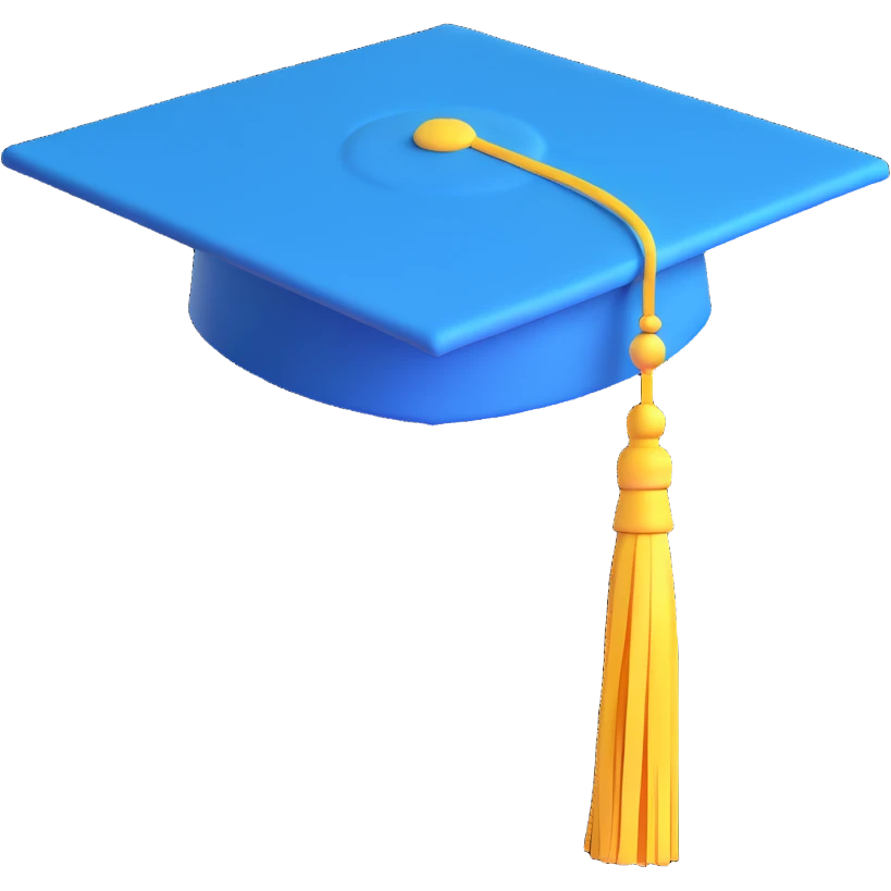 blue graduation cap with yellow tassel emoji