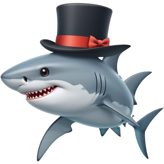 Shark with a top hat emoji