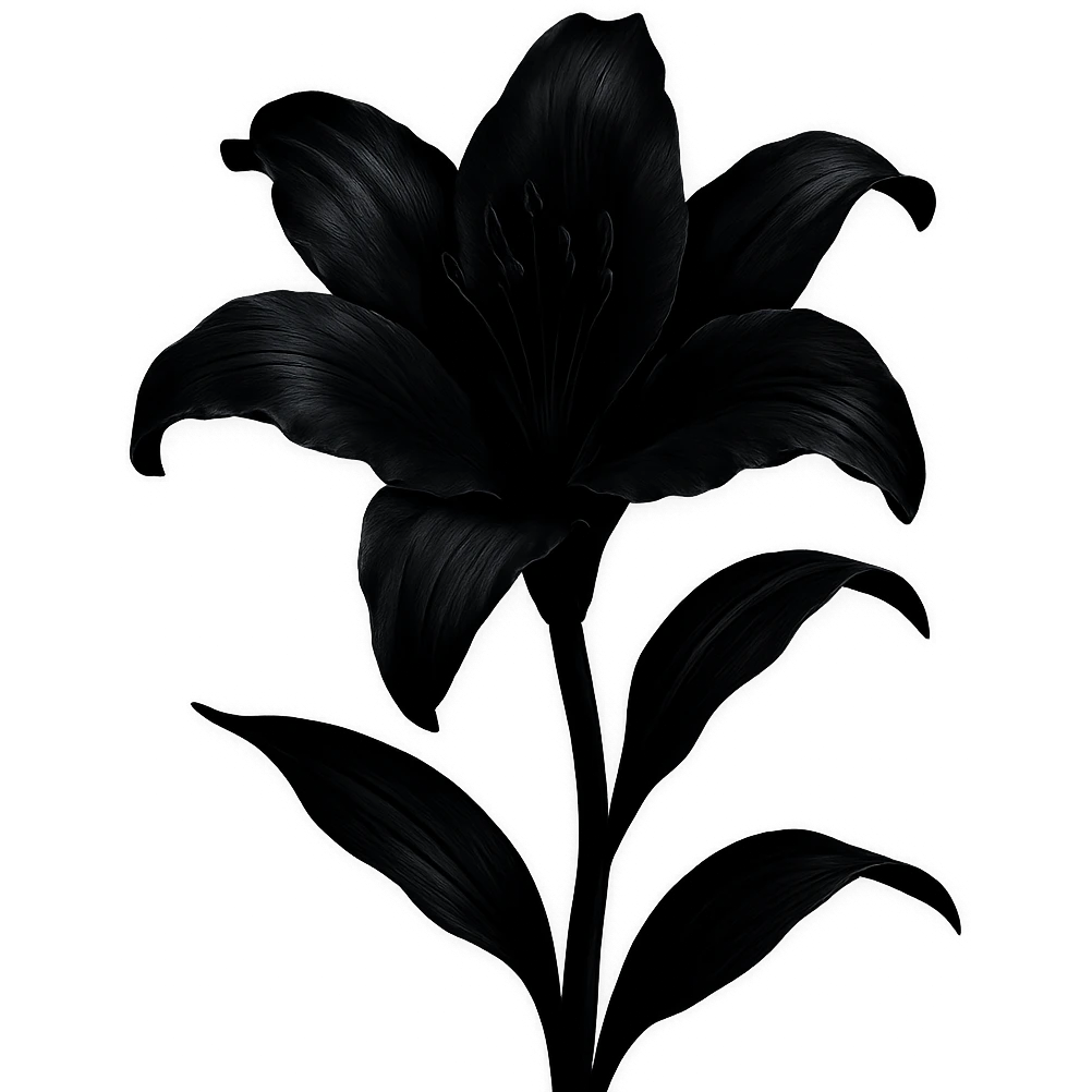 a black lily, dramatic and elegant, gothic style, dark and moody atmosphere emoji