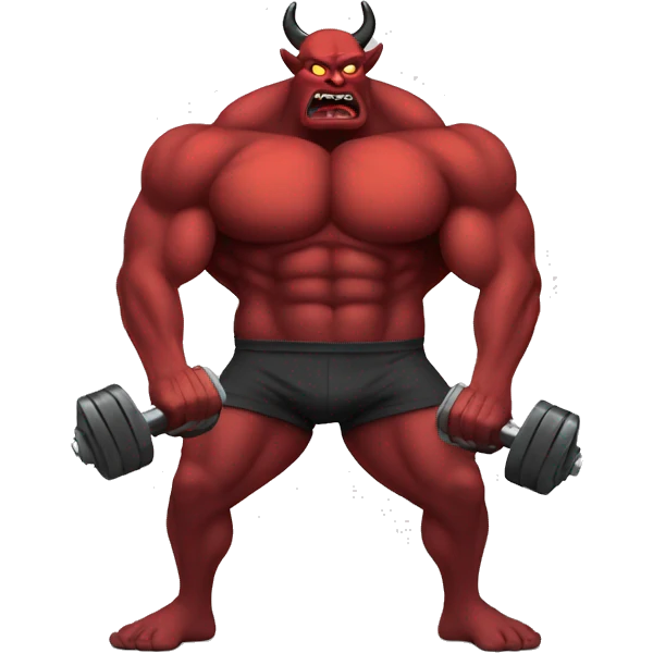 Demon emoji lifting dumbbells emoji