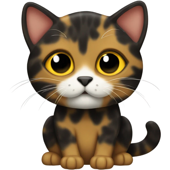 Tortoiseshell cat with yellow and black. White nose and chest emoji