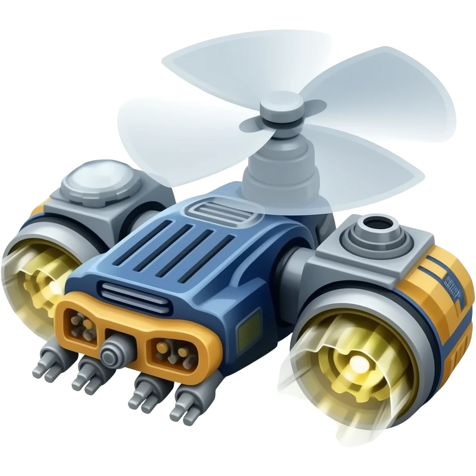 scifi flying robot weaponized drone with thrusters instead of blades emoji