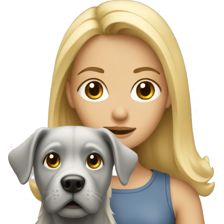 Blonde girl with grey dog emoji