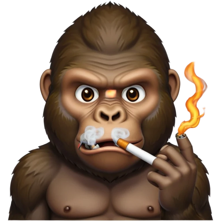 Annoyed gorilla smoking emoji