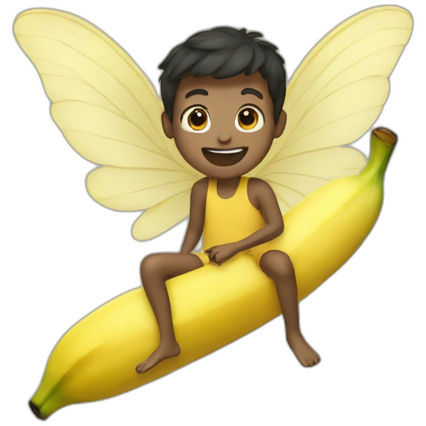 Boy fly with banana emoji