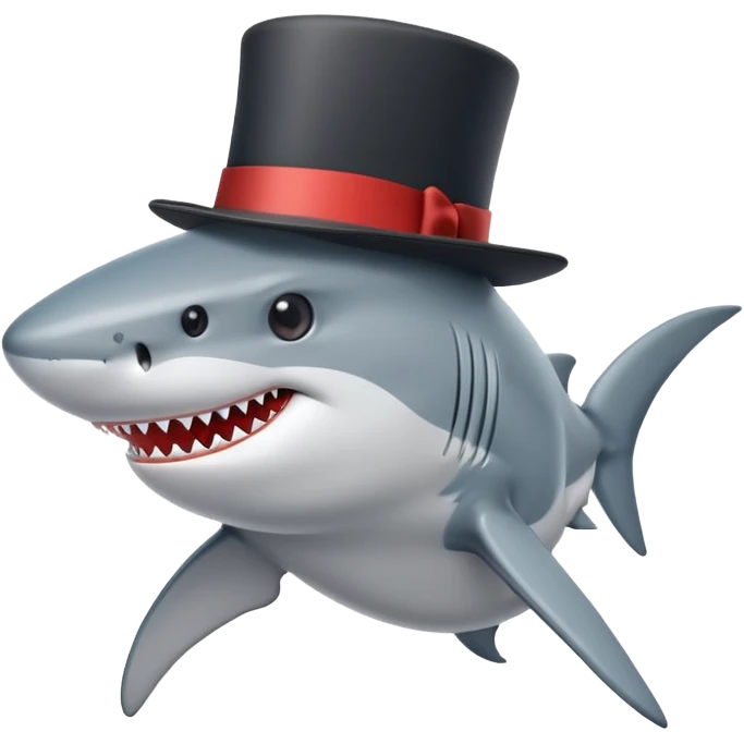 Shark with a top hat emoji