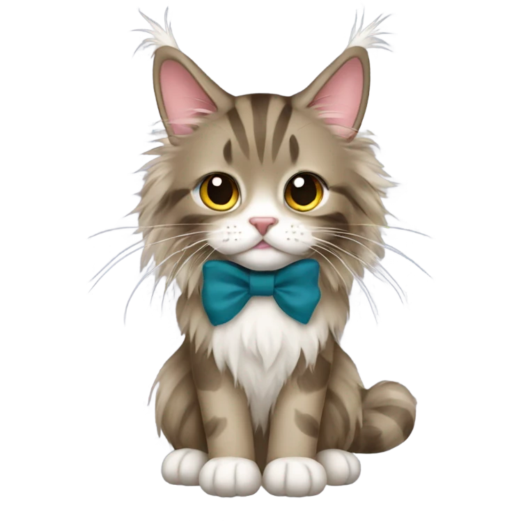 Maine Coon girl with bow emoji
