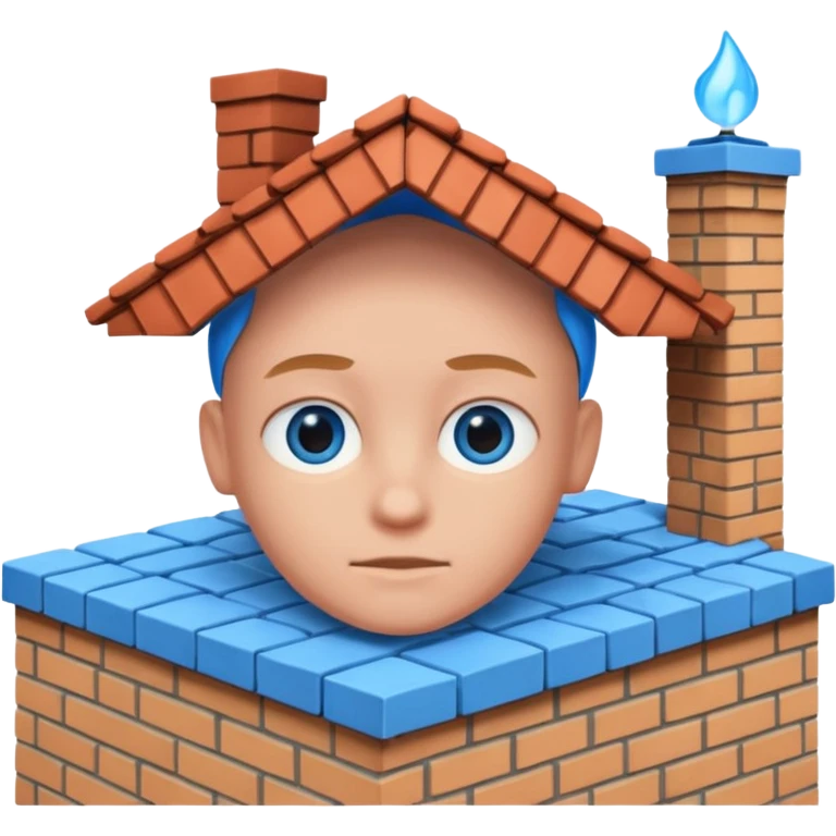 head in the shape of a house, cartoon roof emoji