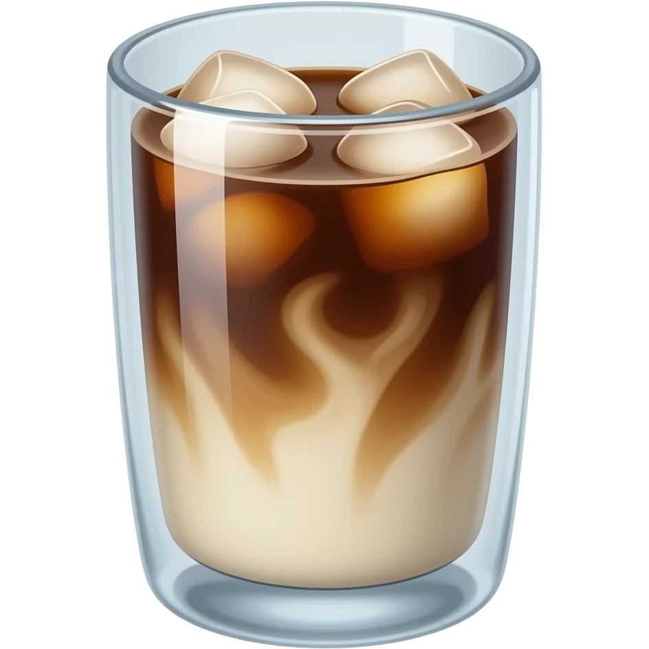 glass of iced coffee with vanilla cream mixed inside emoji