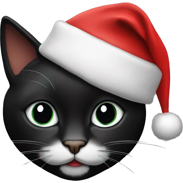 black cat with black santa hat emoji