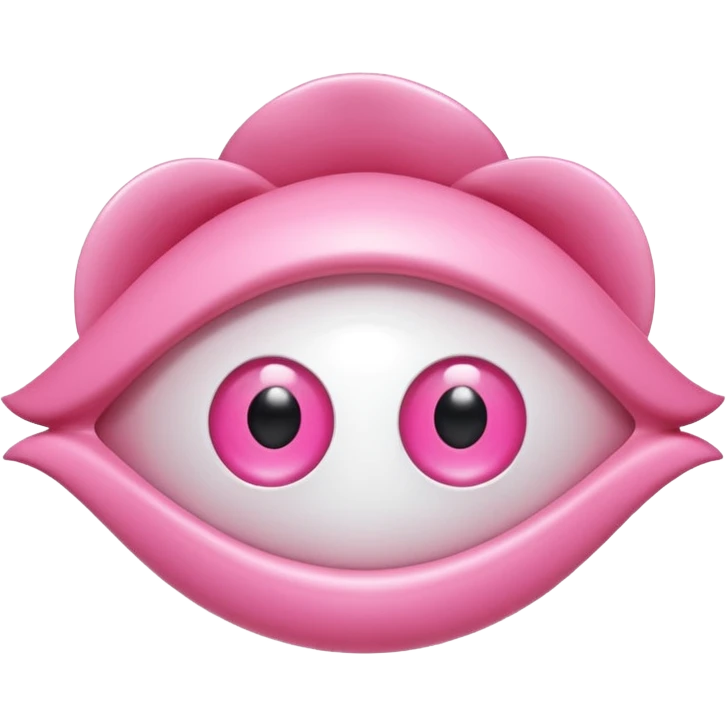 A 3D cartoon rose-pink eye spectacle, glossy curved frame, soft reflections, isolated on plain background. emoji