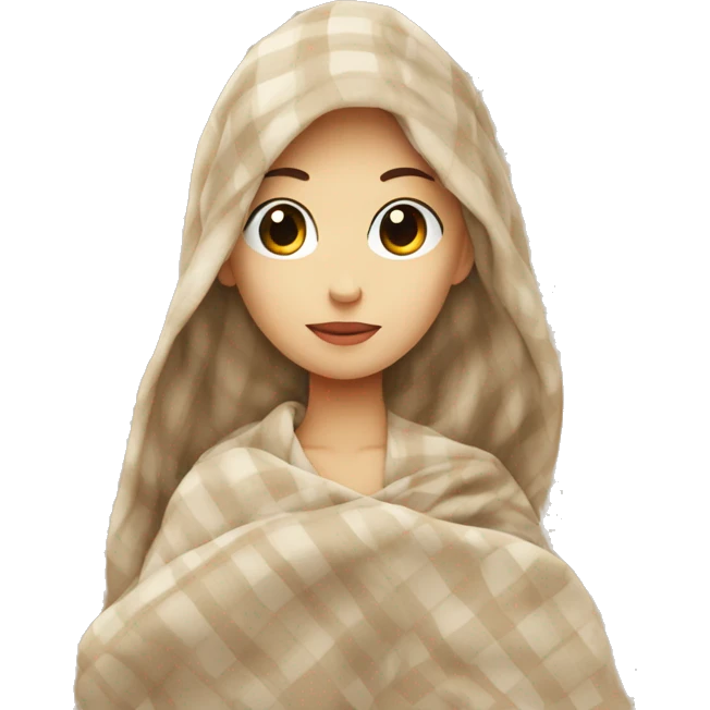 Beige clean girl folded plaid blanket  emoji