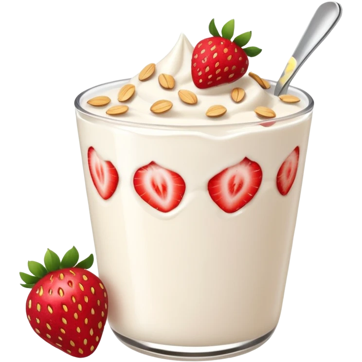 White yogurt with strawberries and oats emoji