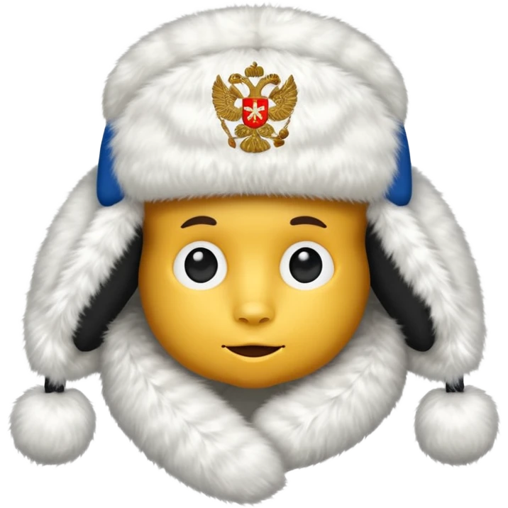 Русская белая шапка ушанка с русским гербом, no background emoji