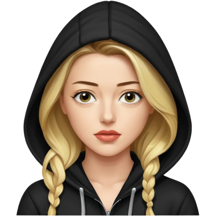 amber heard with black hoodie emoji