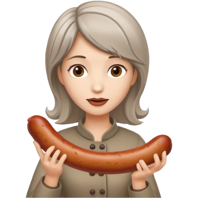 Женщина с пепельными волосами и колбасой emoji