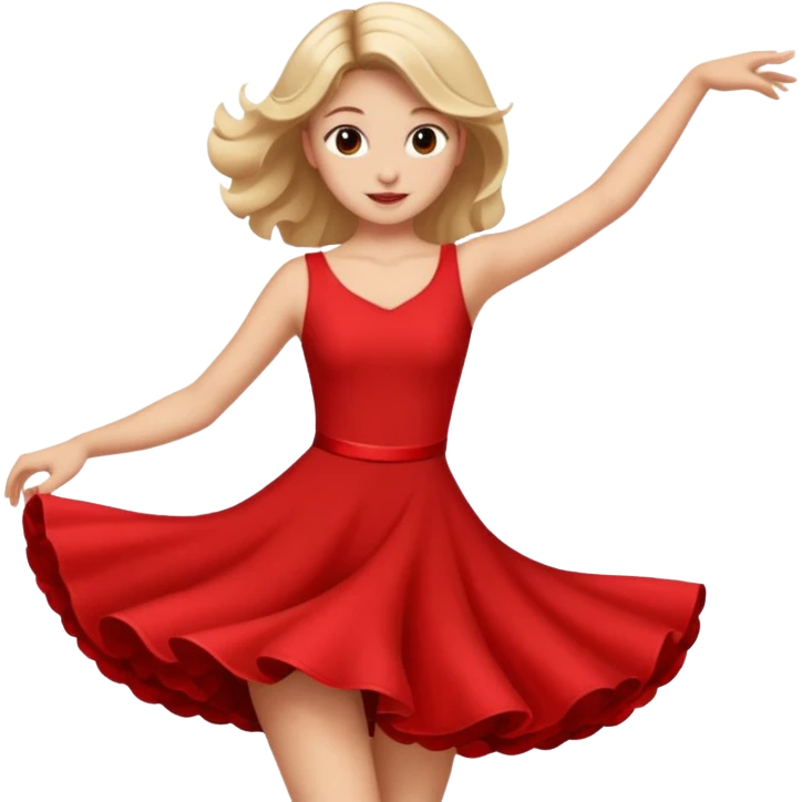 a girl is dancing with red outfit emoji