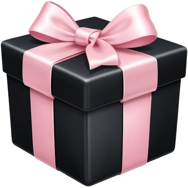 Realistic black gift box with light pink bow emoji