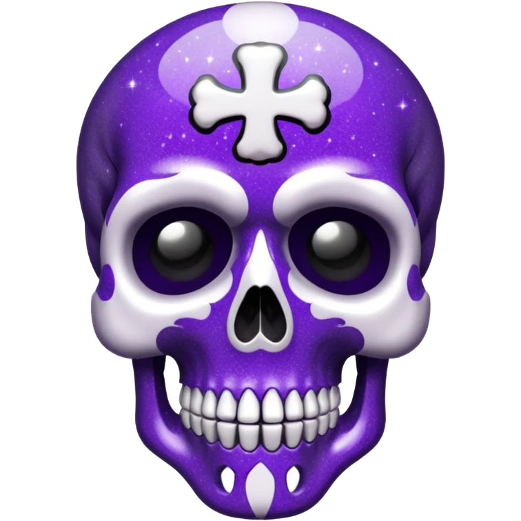 Glitter Purple and White Skull emoji