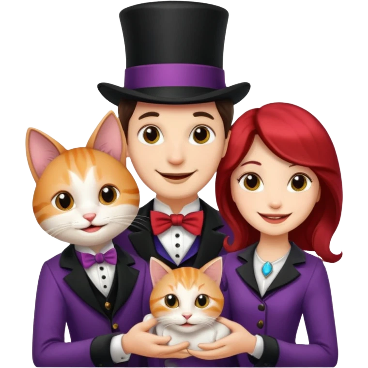 magician couple and their pet cat emoji