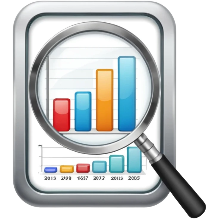 magnifying glass over a bar chart emoji