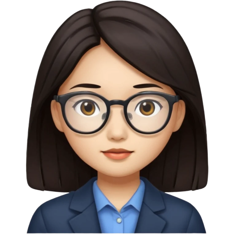 An asian girl with long hair and glasses and dark dark brown hair emoji