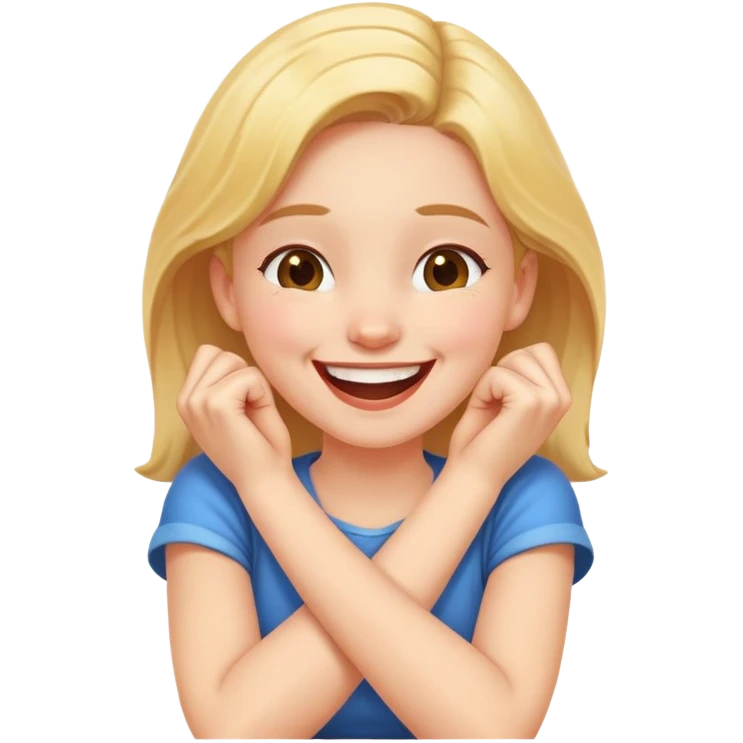 arms crossed holding neck laughing girl emoji