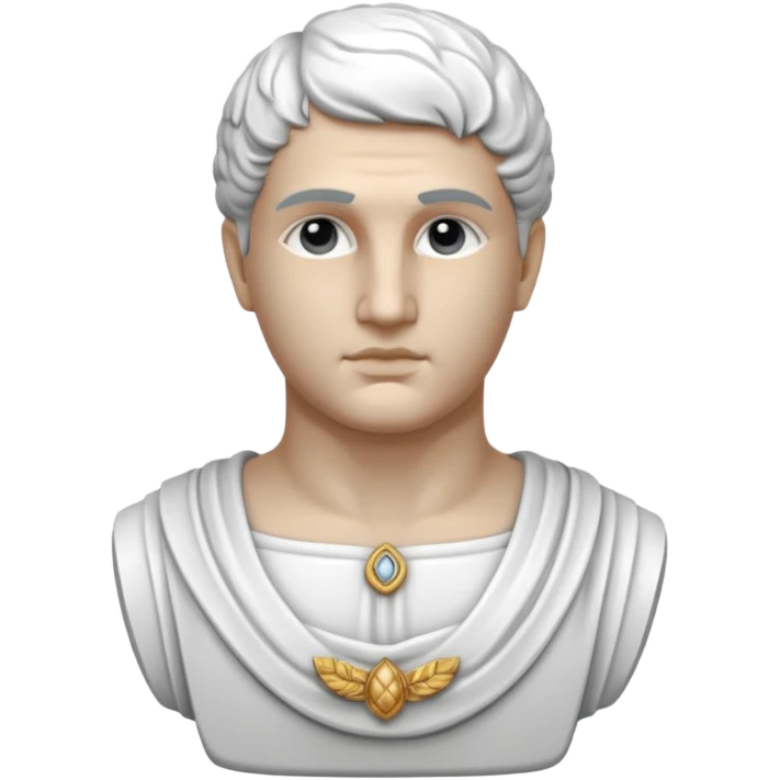 white classical roman bust, white stone, no other colours than white emoji