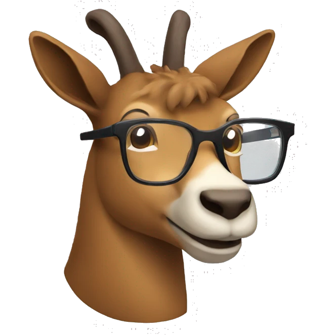 happy smart smiling brown chamois with glasses left profile emoji