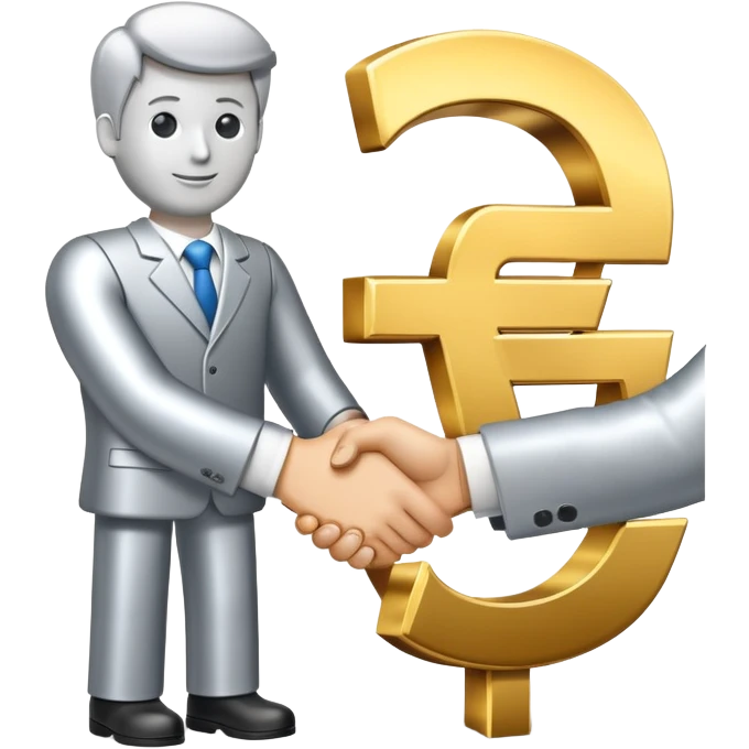 Jobcenter symbol with euro sign and handshake emoji