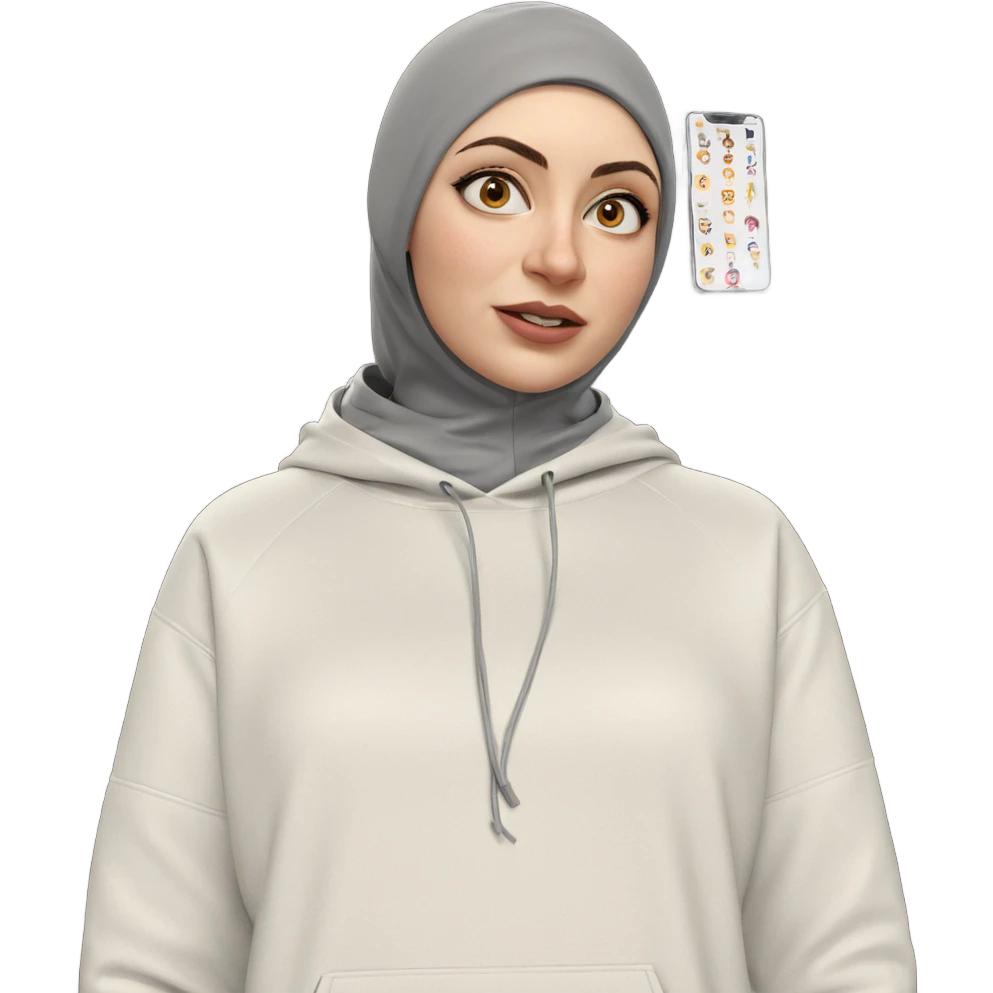 girl in hoodie looking serious emoji