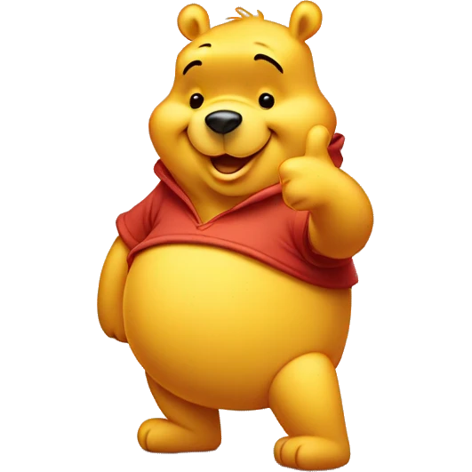 Winnie the pooh doing a thumbs up with a big tummy emoji