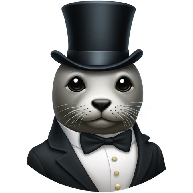 Seal wearing a suit and top hat  emoji