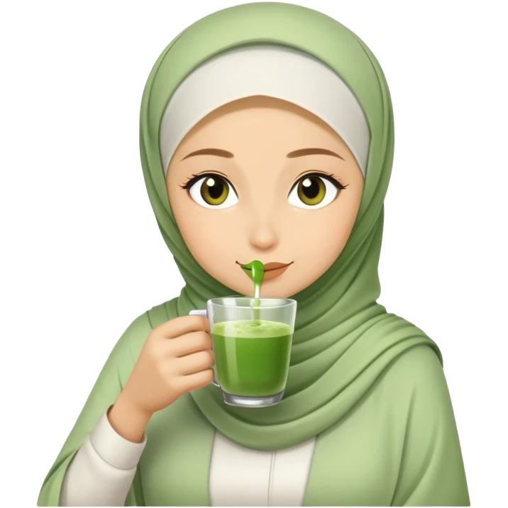 Hijabi drinking matcha emoji
