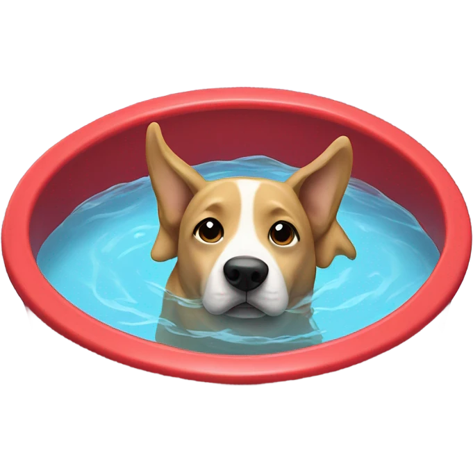 Dog wearing a hoodie in a pool that is red emoji