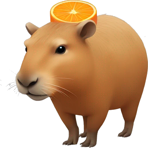 capybara with an orange on its head emoji