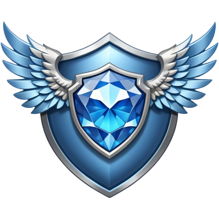 Shield with large wings and a big blue diamond in the center and VIP label emoji