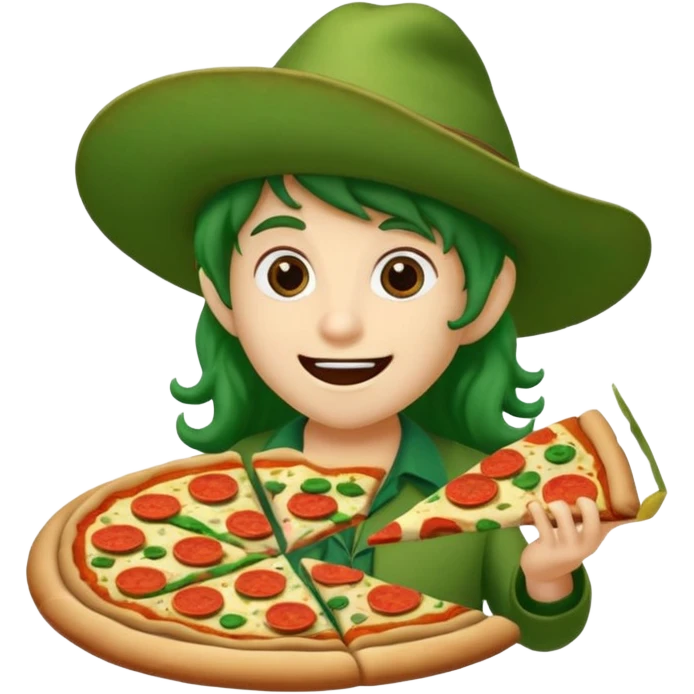 Duende verde comendo pizza emoji