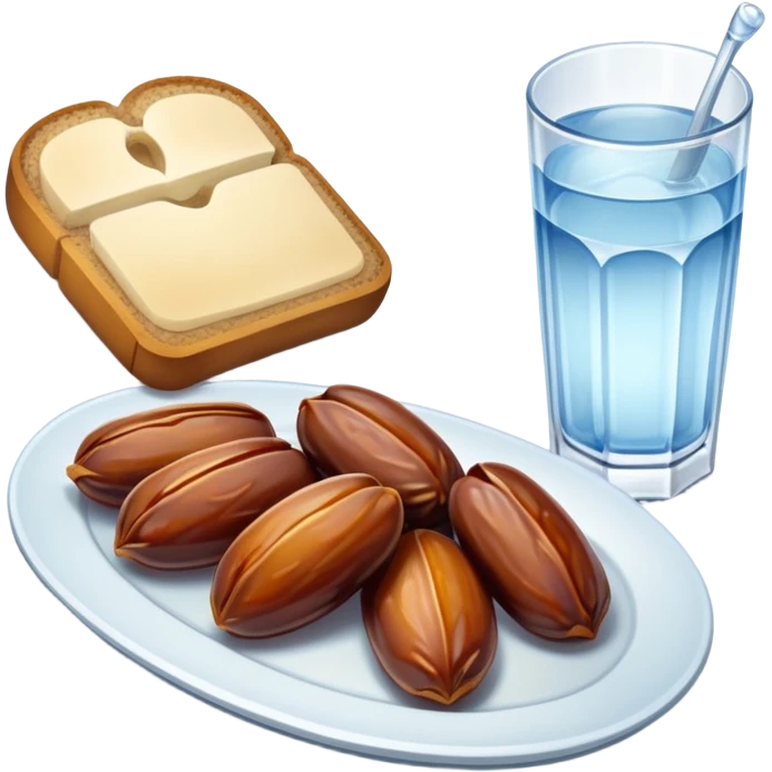 Pre-dawn meal with dates, bread, and water emoji