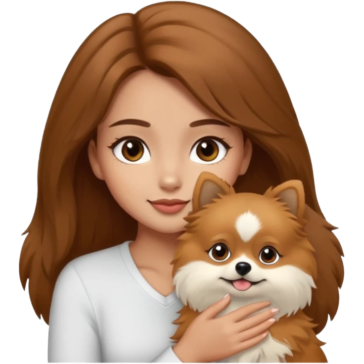 light-skinned-girl-with-brown-hair-and-brown-eyes-petting-pomeranian emoji