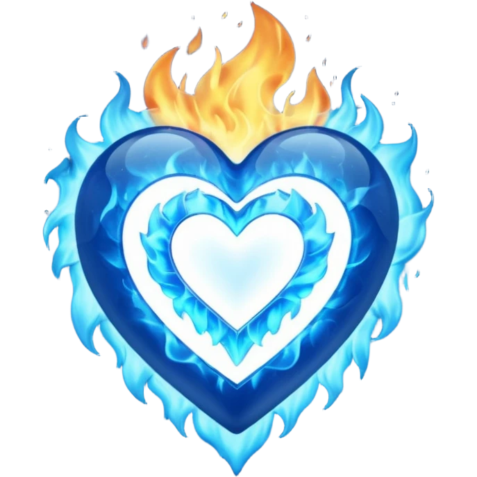 light blue heart with blue fire emoji