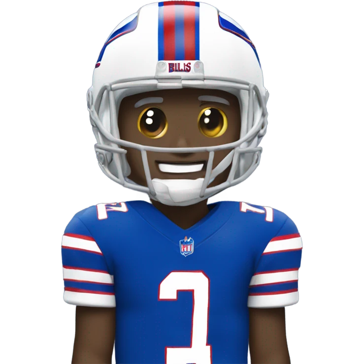 white josh allen in a bills jersey and helmet emoji