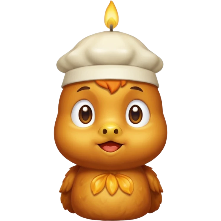 Orange chicken with a candle on his head  emoji
