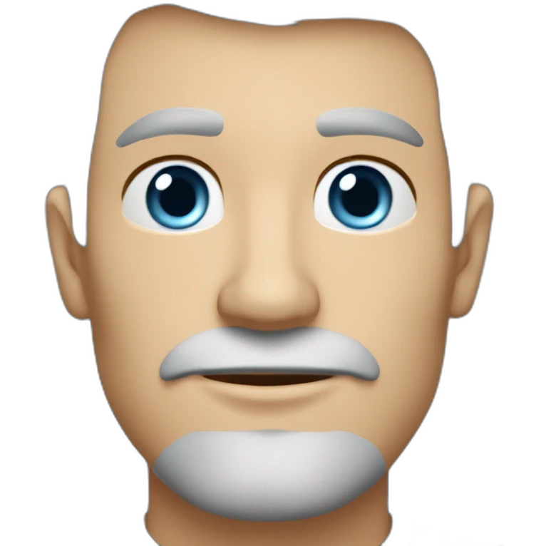 Scandinavian man, age in 40s, blue eyes, dark grey hair, short hair on the sides, more hair on the top large lips, slim face, dark tshirt, light eyebrows emoji