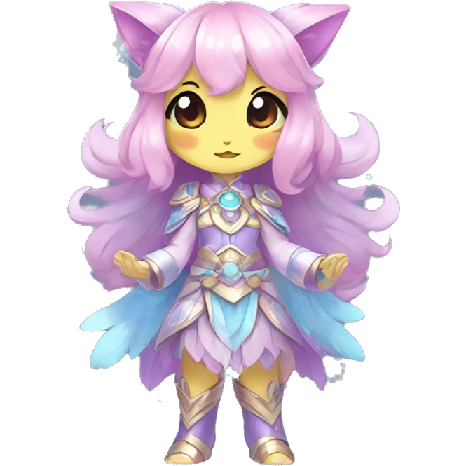 Cute Kawaii Chibi Anthro Sona Colorful Ethereal Pretty see Godly Celestial Shiny Fakemon Full Body emoji