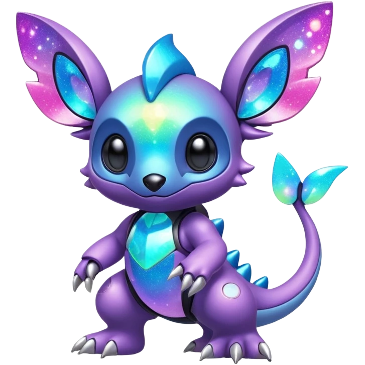 Mechanical Sparkly Glittery Nebulae Beautiful Gorgeous Pretty Pastel Hot Exotic Lush Warm Cute Adorable Colorful Shiny Iridescent Futuristic Modern Cybernetic Stitch-Protogen-Vernid-Fakémon-Pokémon-creature-fusion (full body) emoji