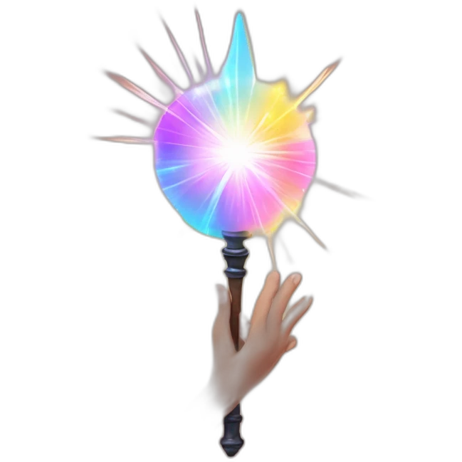 hand holding a wand  with magic light emoji